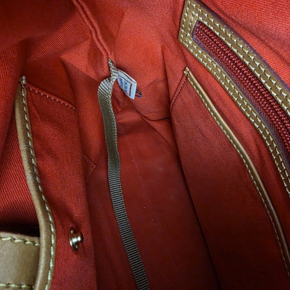 Dooney & Bourke Red Suede Hobo Shoulder Bag‎ Leather Tan Purse Classic - Picture 9 of 16